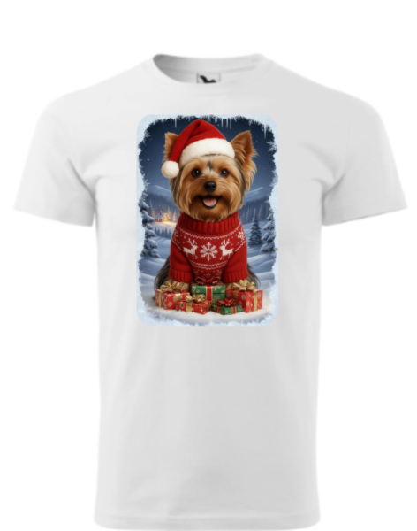 Vánoční tričko s Yorkshirským teriérem3